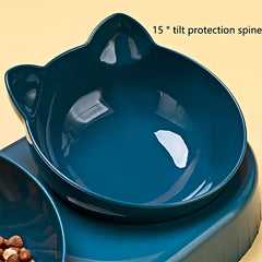 3-in-1 Ergonomic Cat Bowl Set - Tilted Food Dish with Gravity Water Dispenser