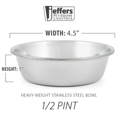 Jeffers Heavy Weight Stainless Steel Pet Bowls – Durable Pet Food & Water Dish, Chew-Resistant, Dishwasher Safe