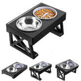 Adjustable Elevated Dog Bowl Stand - 3-Height Raised Feeder with Slow Feed Inserts