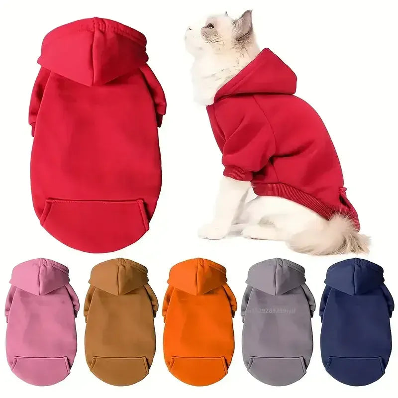 Autumn & Winter Pet Hoodie – Warm Cotton Hooded Sweatshirt for Cats, Kittens & Small Dogs