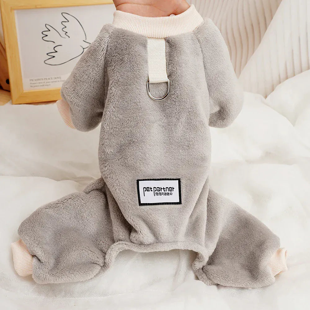 Fleece Warm Pet Clothes – Winter Dog Jumpsuit Pajamas | Pomeranian & Small Dog Nightshirt | Cozy Puppy & Cat Overalls Pijamas