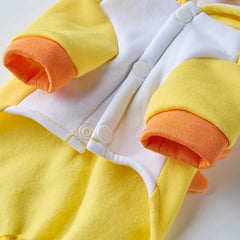 Funny Yellow Chicken Dog Costume | Winter Pet Outfit for Christmas & Halloween | Warm Puppy Jumpsuit for Bulldogs & Teddies