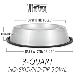 Jeffers No-Skid/No-Tip Stainless Steel Pet Bowls