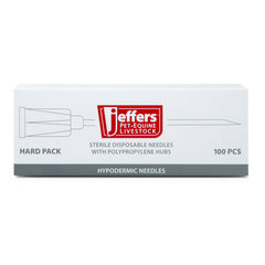 Jeffers Poly Hub Hypodermic Needles for Veterinary Use, Box of 100