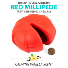 Jeffers Red Millipede Natural Rubber Treat Dispensing Dental Dog Chew Toy