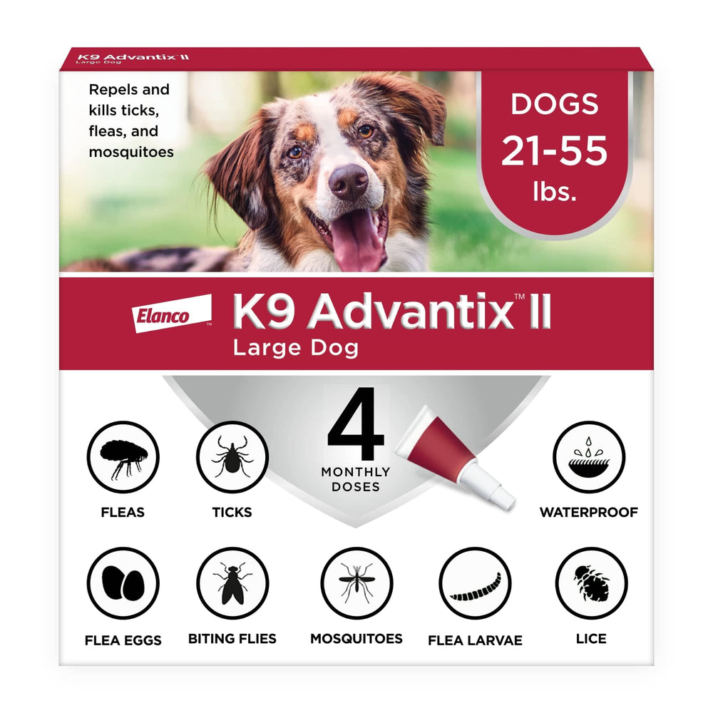 K9 Advantix II Large Dog – Vet-Recommended Flea, Tick & Mosquito Treatment for Dogs 21-55 lbs, 4-Month Supply