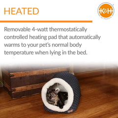 K&H Pet Products Thermo-Pet Cave Heated Cat Bed – Plush Cat Cave & Tunnel for Cats and Small Dogs