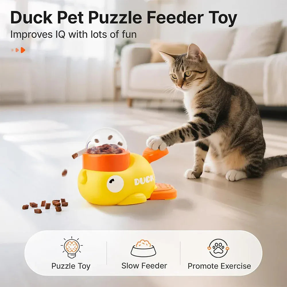 Little Yellow Duck Interactive Pet Feeder – Smart Slow Feeding Toy for Cats & Dogs