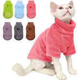 Sphynx Cat Turtleneck Sweater - Soft Fleece Winter Coat for Hairless Cats