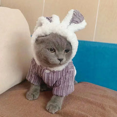 Warm Winter Bunny Cat Clothes | Cute Kitten Coat for Cats & Puppies | Soft Fleece Pet Outfit for Small Pets