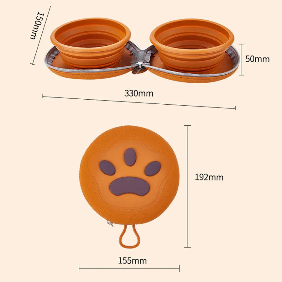 2-in-1 Foldable Pet Food Bowl - Portable Silicone Travel Dog & Cat Bowl