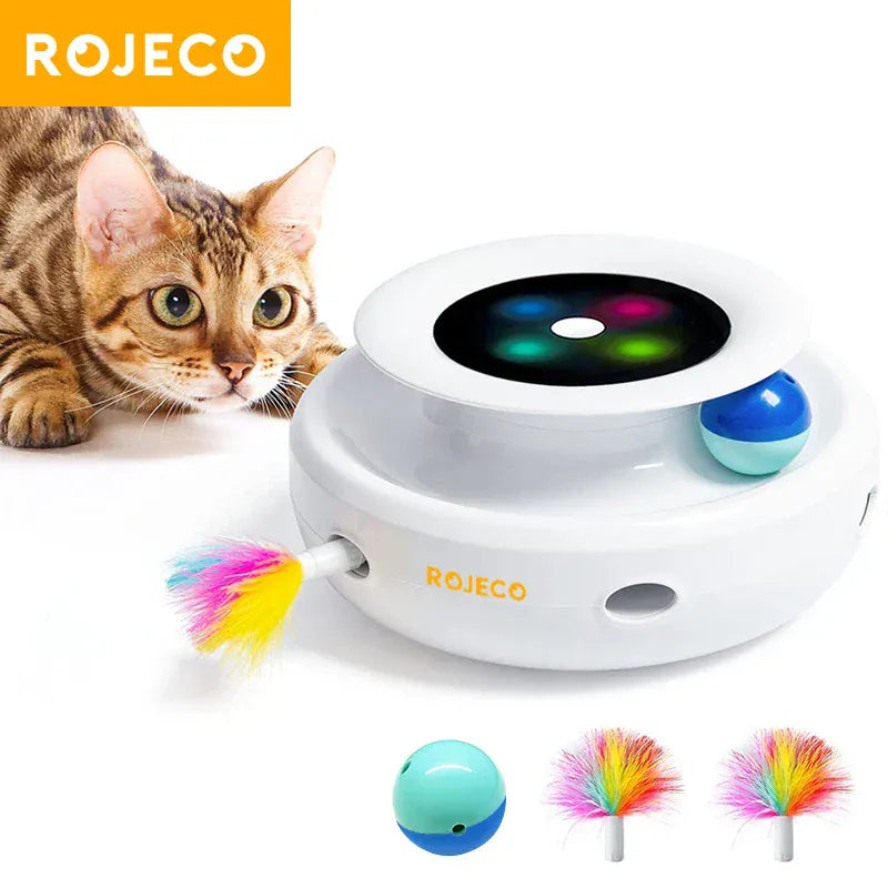 2-in-1 Smart Cat Toy - Automatic Interactive Feather & Ball Toy with 5 Play Modes