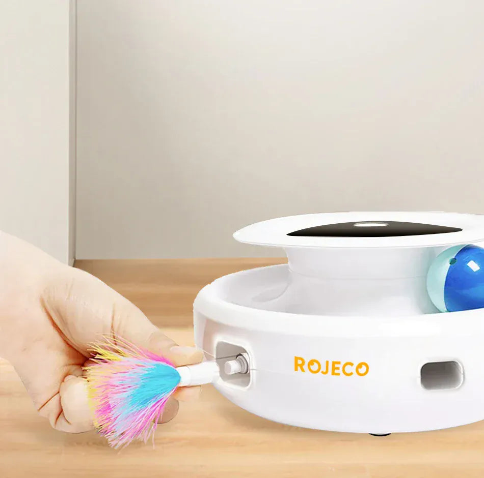 2-in-1 Smart Cat Toy - Automatic Interactive Feather & Ball Toy with 5 Play Modes