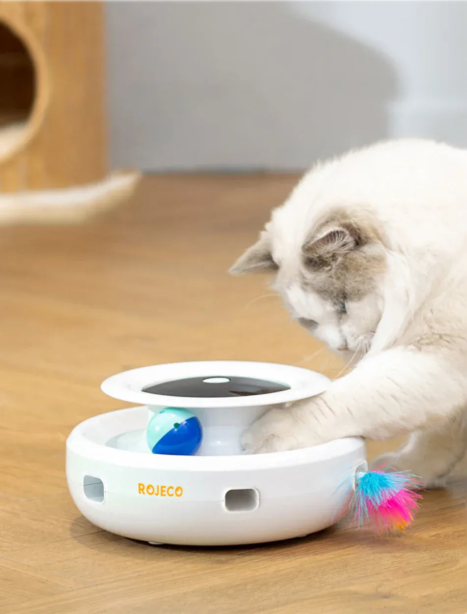 2-in-1 Smart Cat Toy - Automatic Interactive Feather & Ball Toy with 5 Play Modes