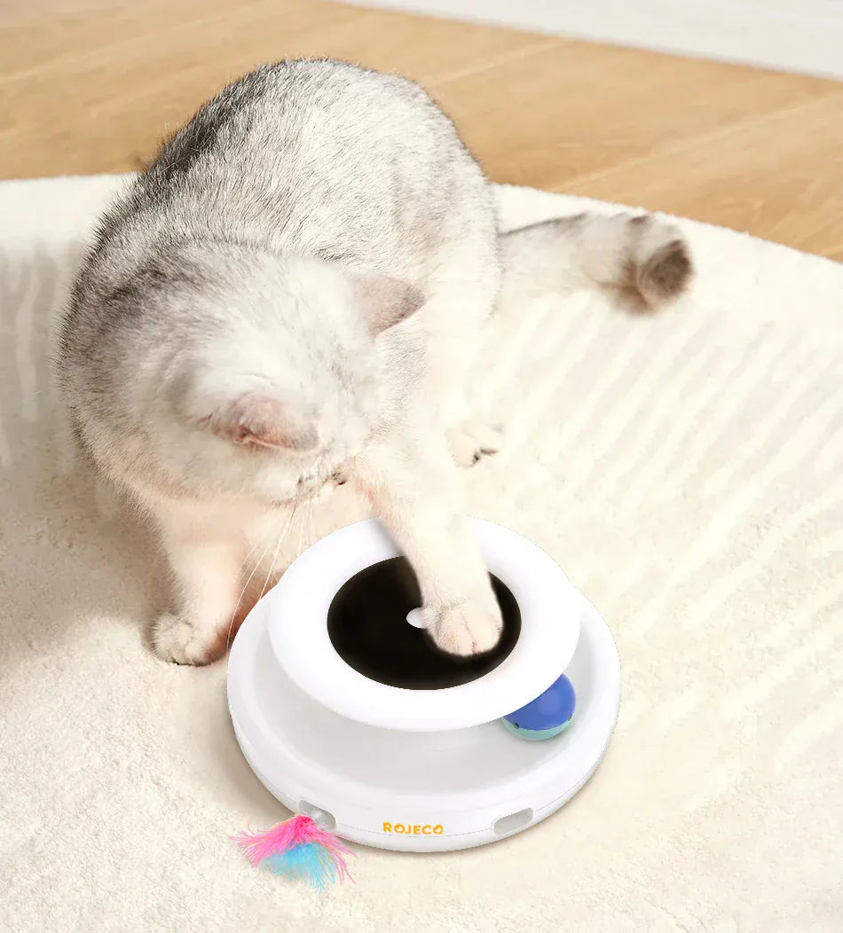 2-in-1 Smart Cat Toy - Automatic Interactive Feather & Ball Toy with 5 Play Modes