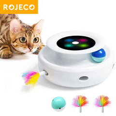 2-in-1 Smart Cat Toy - Automatic Interactive Feather & Ball Toy with 5 Play Modes