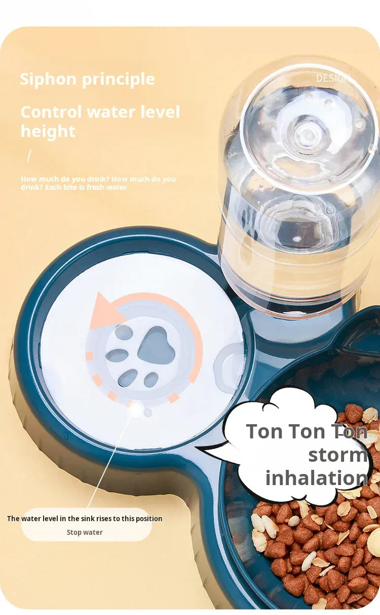 3-in-1 Ergonomic Cat Bowl Set - Tilted Food Dish with Gravity Water Dispenser