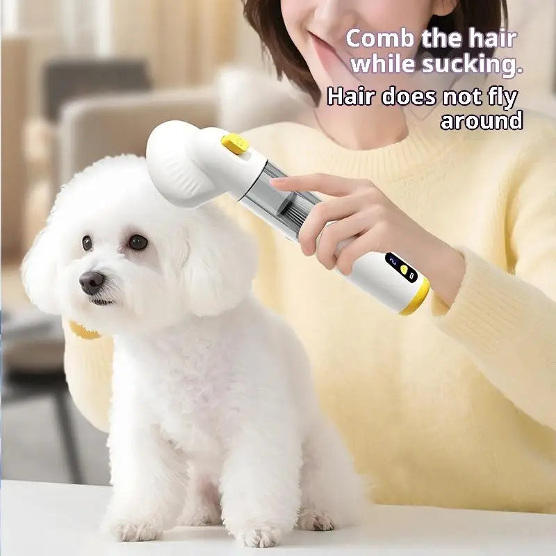 3-in-1 Pet Vacuum Groomer - Comb, Suction & Blow Dryer for Hair Removal