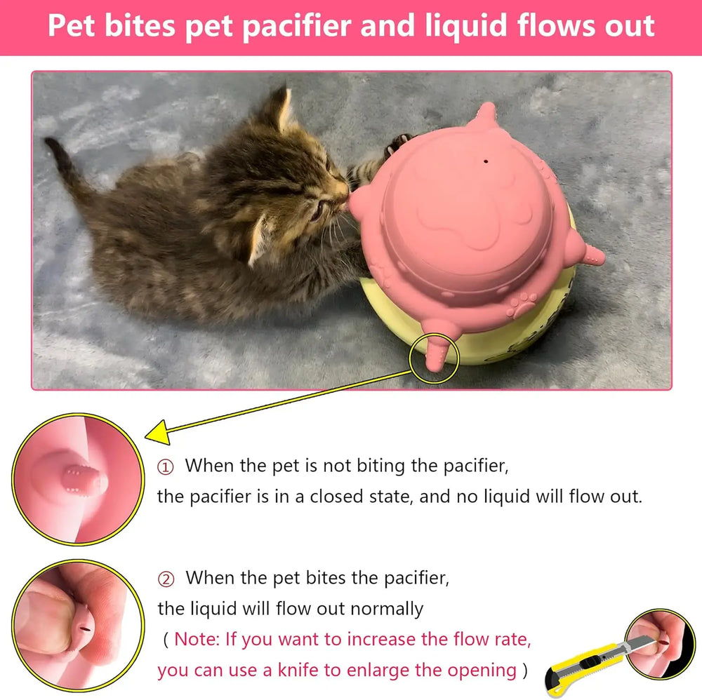 4-Nipple Newborn Pet Feeder - Milk Nursing Bowl for Puppies & Kittens