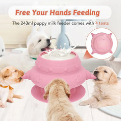4-Nipple Newborn Pet Feeder - Milk Nursing Bowl for Puppies & Kittens