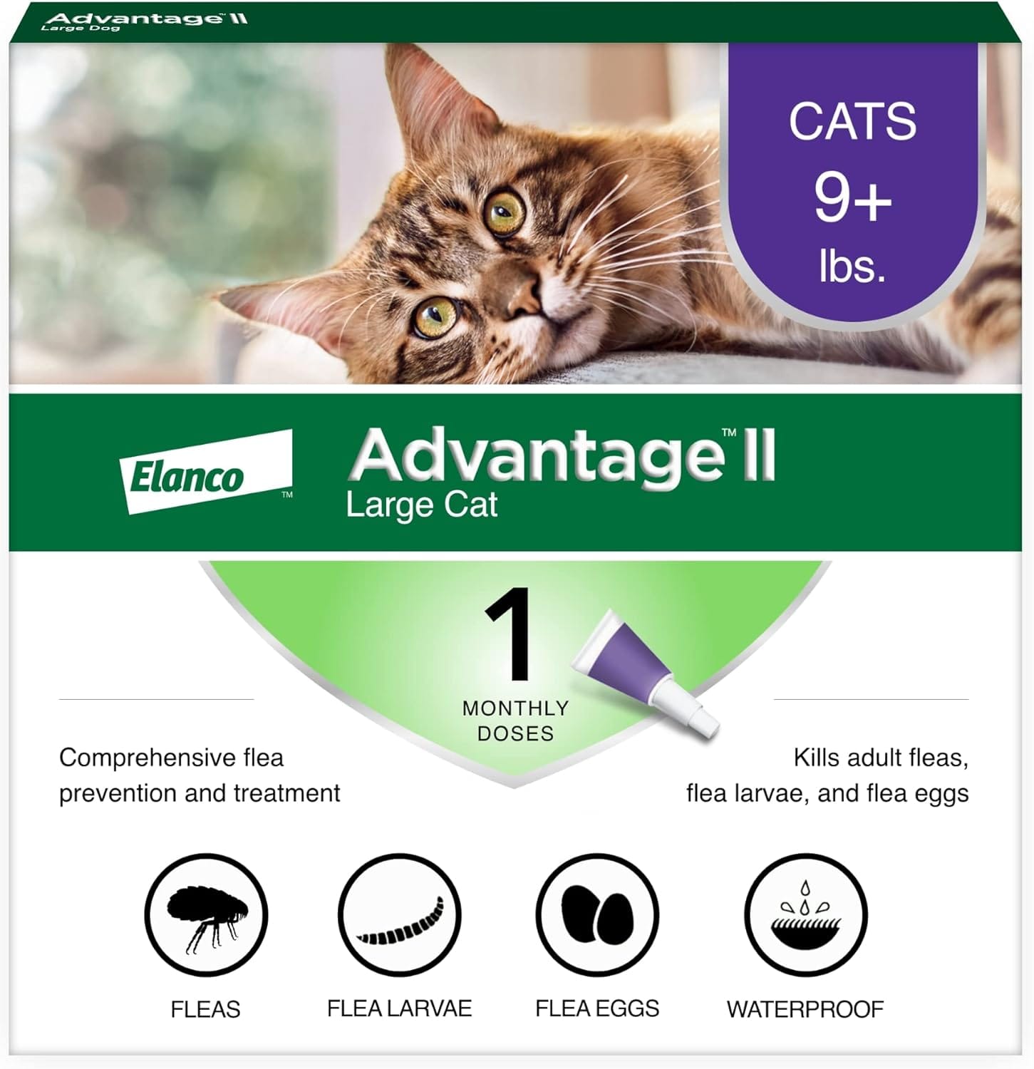 Advantage II Flea Treatment for Cats | Fast-Acting Flea Protection | Large Cats Over 9 lbs | 6 Month Supply