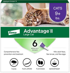 Advantage II Flea Treatment for Cats | Fast-Acting Flea Protection | Large Cats Over 9 lbs | 6 Month Supply