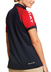 Ariat Women's Team 3.0 Short Sleeve Polo Shirt, Navy/Red