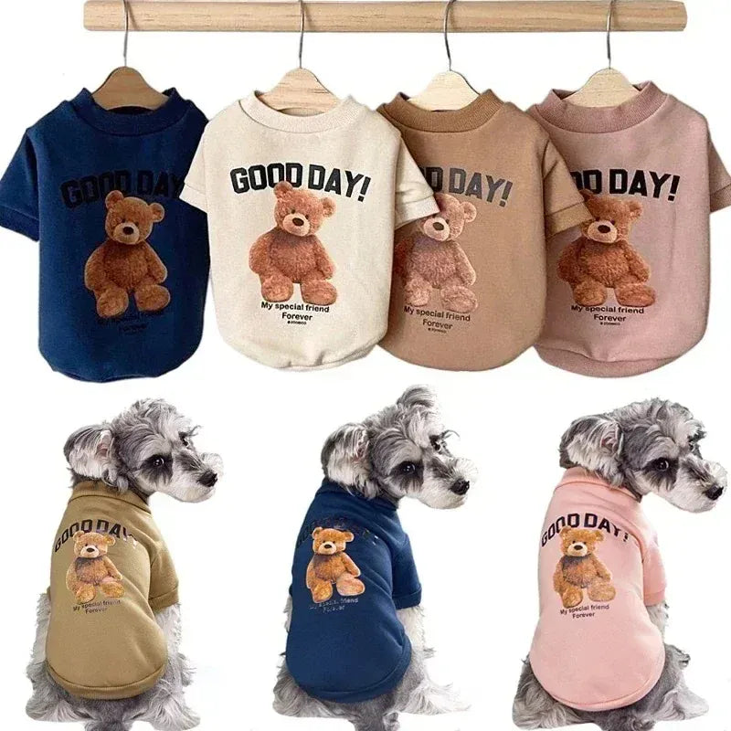 Bear Pattern Dog Sweatshirt | Winter Warm Pet Pullover for Small & Medium Dogs & Cats | Cute Puppy Jacket & Chihuahua Outfit