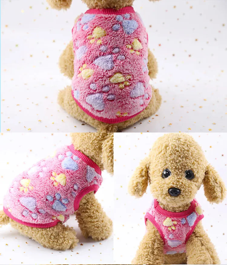 Cartoon Fleece Pet Clothes | Winter Warm Dog & Cat Vest – Cozy Sweater for Small Dogs & Cats