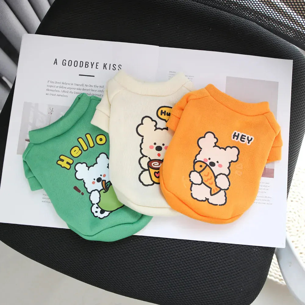 Cartoon Round Neck Hoodie - Plush Winter Sweater for Small Dogs & Cats