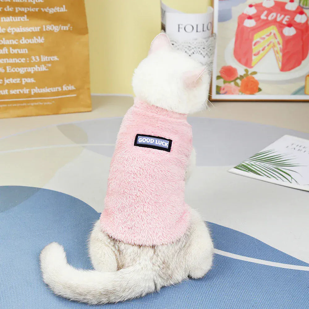 Coral Fleece Pet Vest - Soft Warm Sweater for Small Breeds & Cats