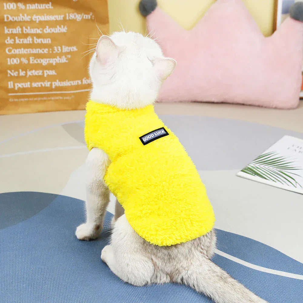 Coral Fleece Pet Vest - Soft Warm Sweater for Small Breeds & Cats