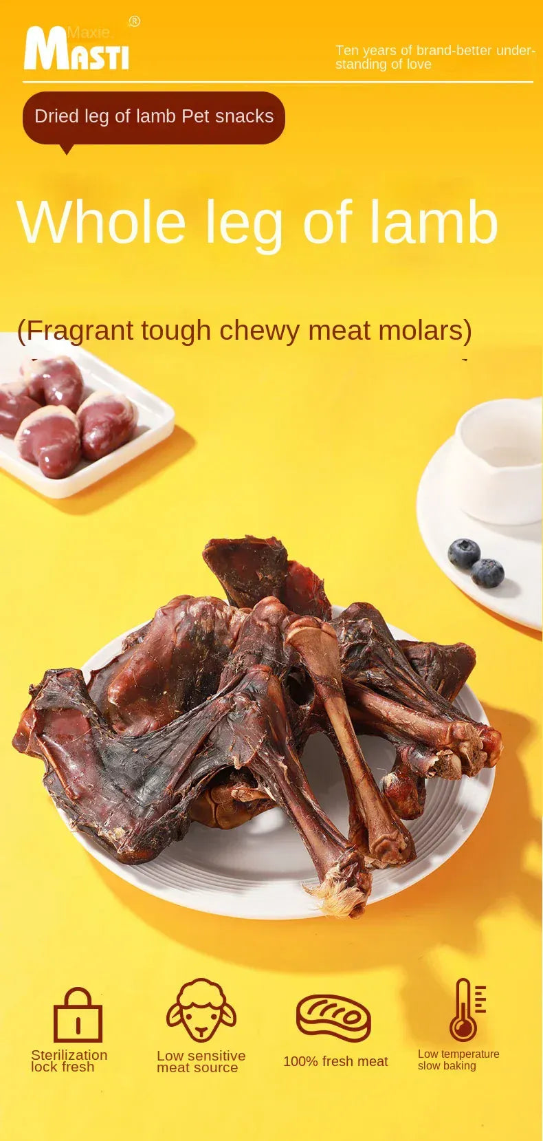 Crispy Dried Lamb Leg Bones - Dental Health Dog Chews for Adult Dogs & Puppies