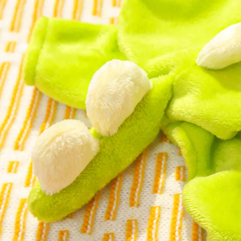 Dinosaur Transforming Dog Clothes - Flannel Winter Jumpsuit with Fun Costume Design