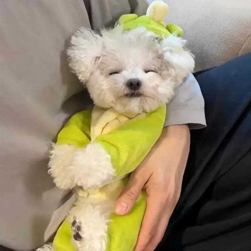 Dinosaur Transforming Dog Clothes - Flannel Winter Jumpsuit with Fun Costume Design