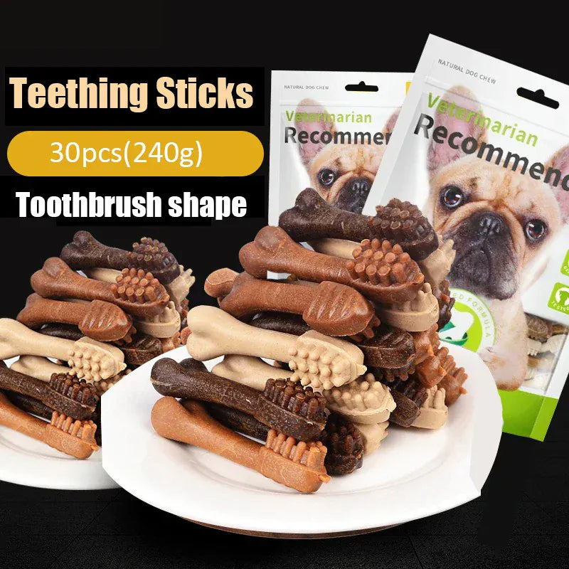Dog Bruxism Toothbrush Bone Treats | Healthy Dental Chews for Puppies & Adult Dogs | Natural Nutrition & Training Rewards