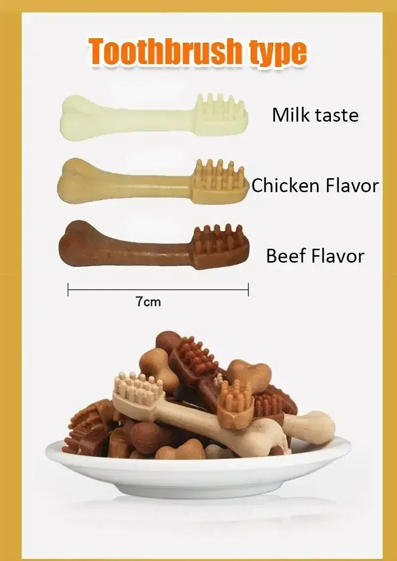 Dog Bruxism Toothbrush Bone Treats | Healthy Dental Chews for Puppies & Adult Dogs | Natural Nutrition & Training Rewards