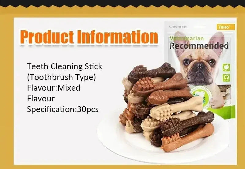 Dog Bruxism Toothbrush Bone Treats | Healthy Dental Chews for Puppies & Adult Dogs | Natural Nutrition & Training Rewards