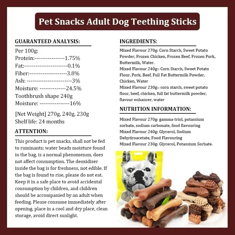 Dog Bruxism Toothbrush Bone Treats | Healthy Dental Chews for Puppies & Adult Dogs | Natural Nutrition & Training Rewards