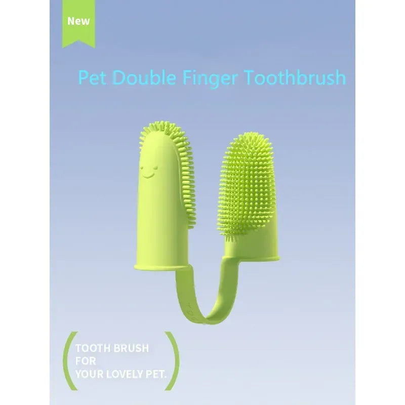 Dog Double Finger Toothbrush | Super Soft Pet Dental Brush for Dogs & Cats – Bad Breath & Teeth Cleaning Tool
