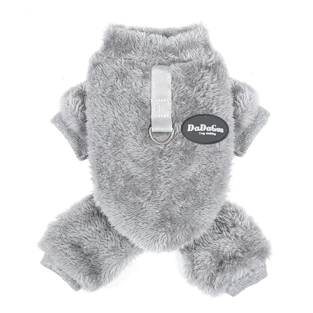 Fleece Dog Pajamas - Cozy Winter Sleepwear for Small Breeds & Cats