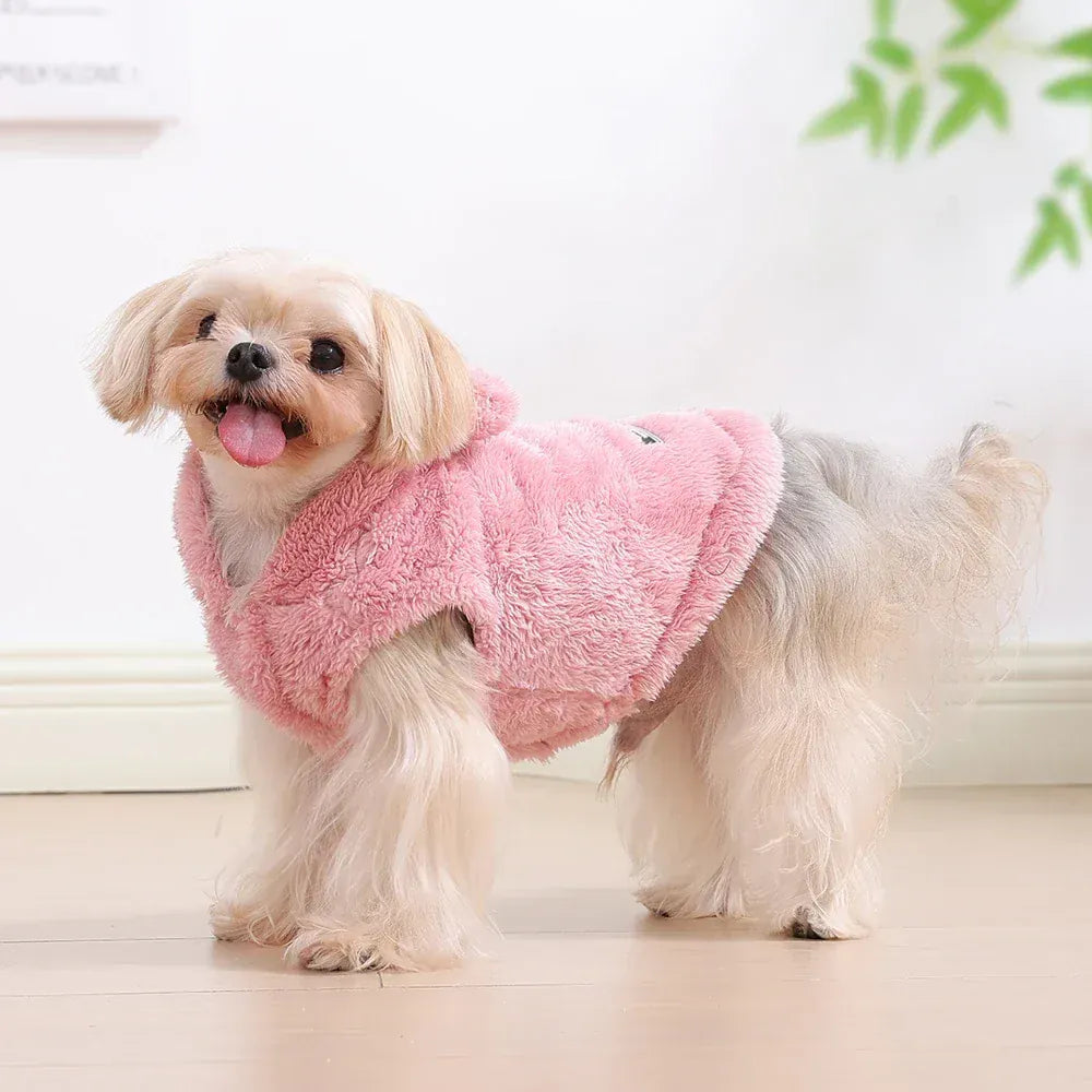 Fleece Pet Hoodie - Winter Cat & Dog Sweater for Small Breeds
