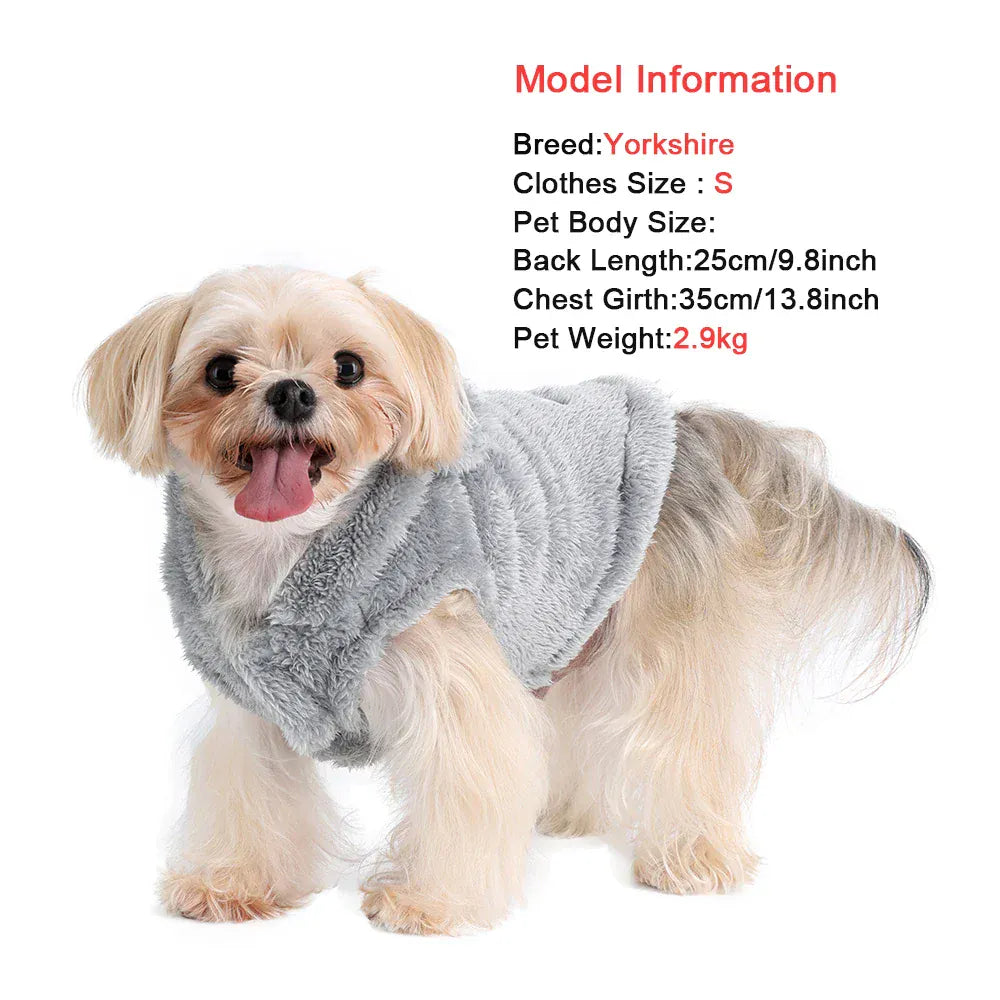 Fleece Pet Hoodie - Winter Cat & Dog Sweater for Small Breeds