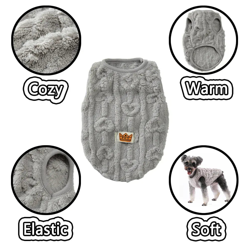 Fleece Warm Dog Vest — Soft Cozy Plush Winter Sleeveless Sweatshirt for Small & Medium Dogs and Cats