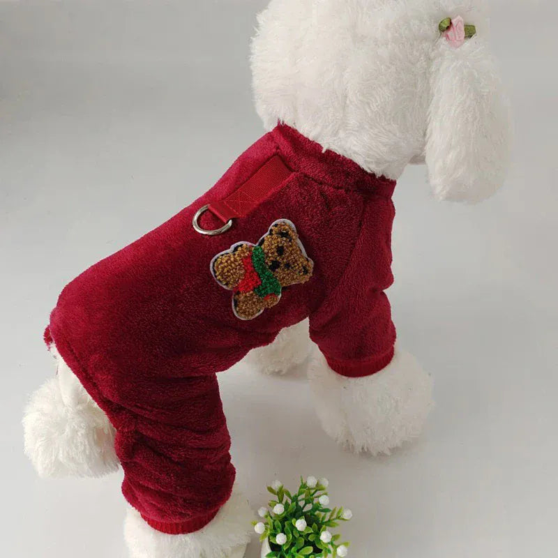 Fleece Warm Pet Clothes – Winter Dog Jumpsuit Pajamas | Pomeranian & Small Dog Nightshirt | Cozy Puppy & Cat Overalls Pijamas