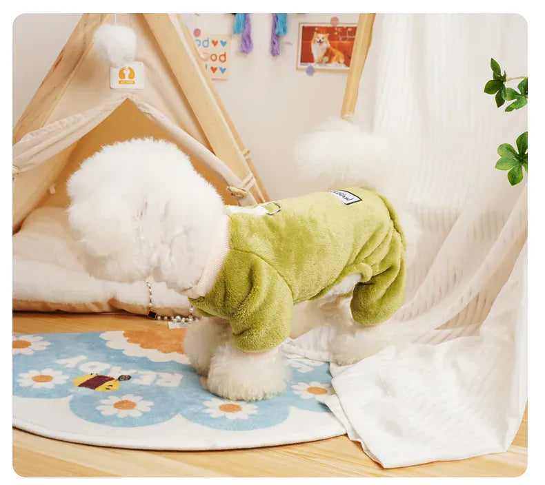 Fleece Warm Pet Clothes – Winter Dog Jumpsuit Pajamas | Pomeranian & Small Dog Nightshirt | Cozy Puppy & Cat Overalls Pijamas