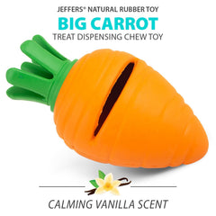 Jeffers Carrot Natural Rubber Treat Dispensing Dental Dog Chew Toy with Slit