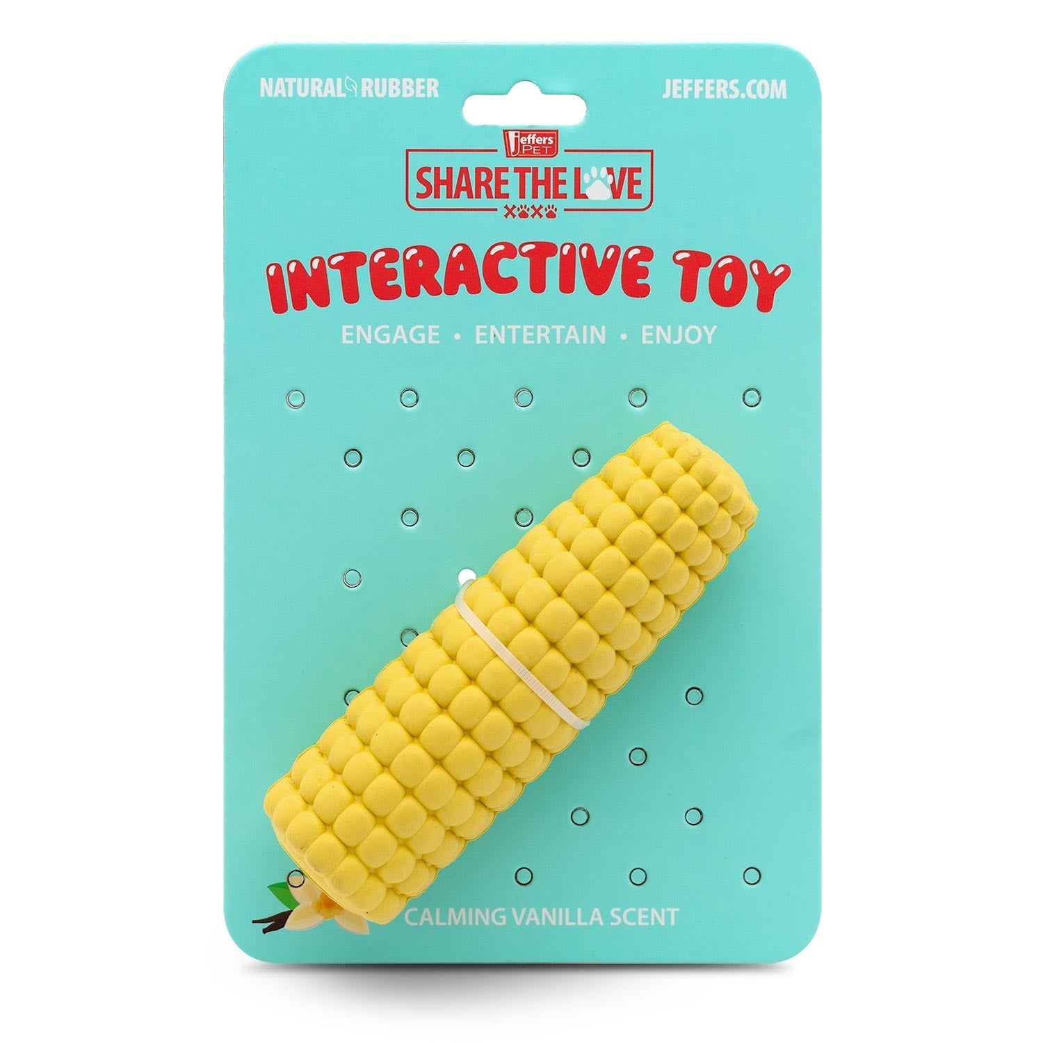 Jeffers Corn Cob Natural Rubber Treat Dispensing Dog Chew Toy with Dental Benefits
