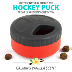 Jeffers Red Hockey Puck Natural Rubber Treat Dispensing Dental Dog Chew Toy