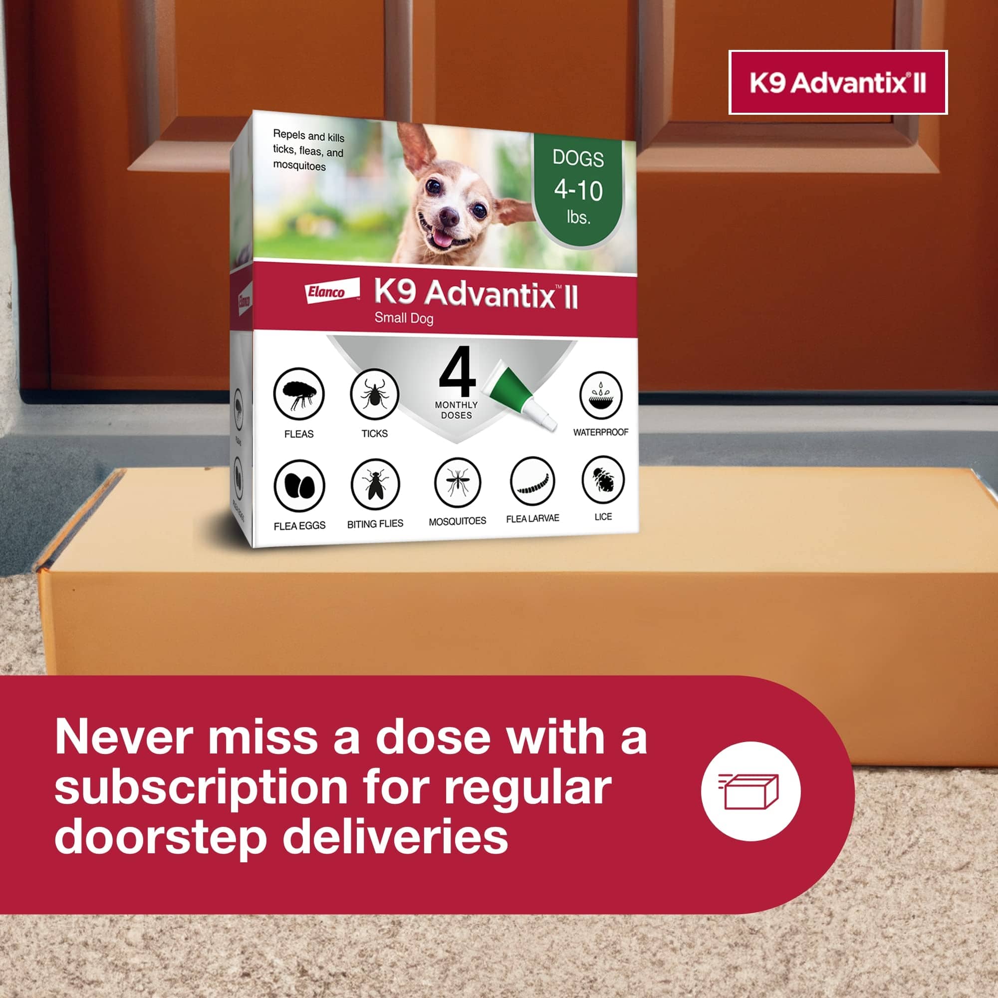 K9 Advantix II Small Dog – Vet-Recommended Flea, Tick & Mosquito Treatment for Dogs 4-10 lbs, 4-Month Supply